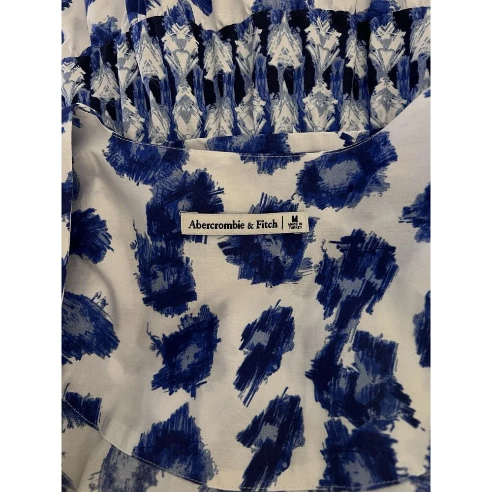 Abercrombie & Fitch Blue Print Tiered Maxi Dress Size Medium EUC